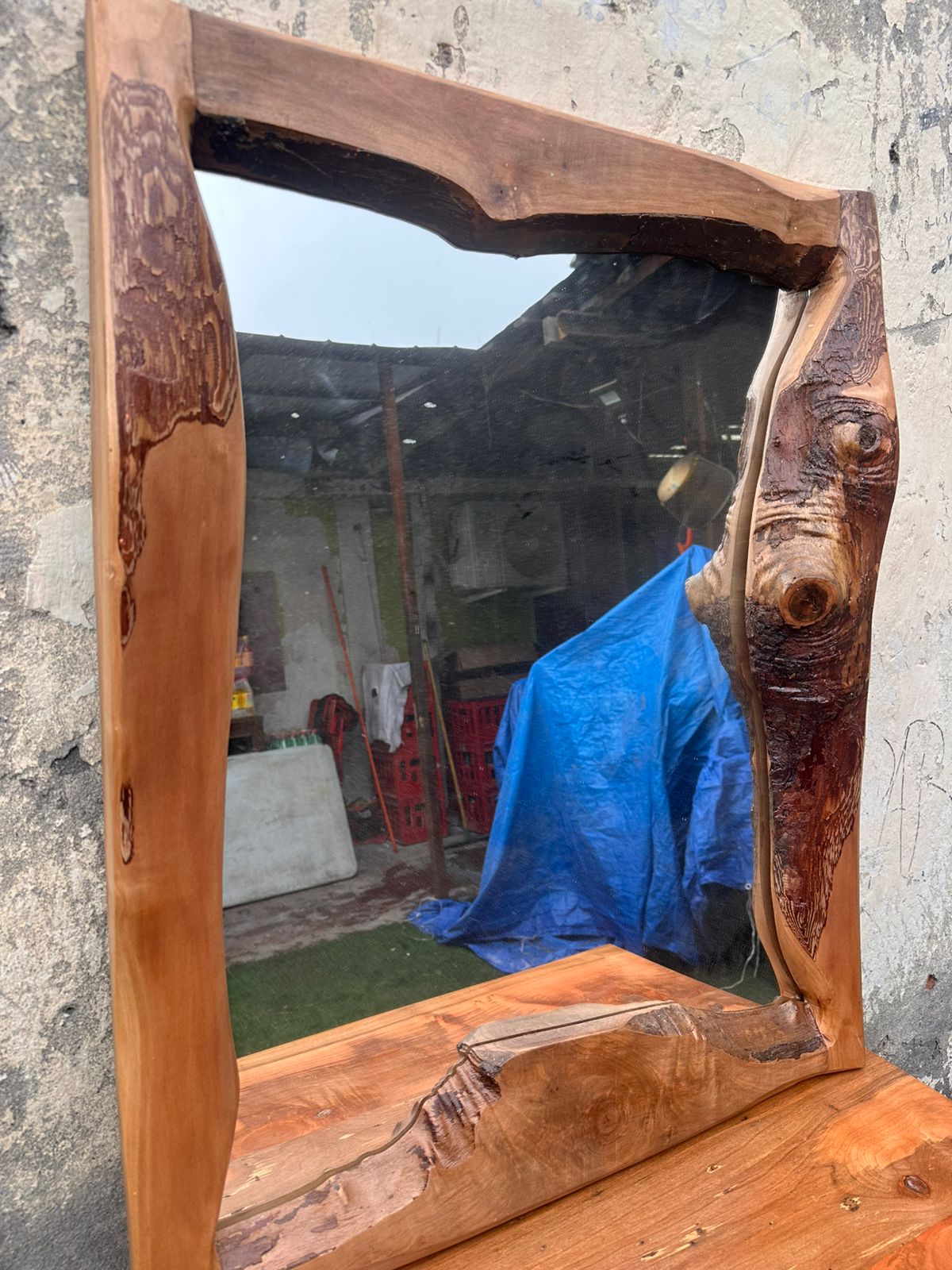 Vanitorio (1) rústico de Roble con detalles en Alerce + lavamanos de piedra - Imagen 5